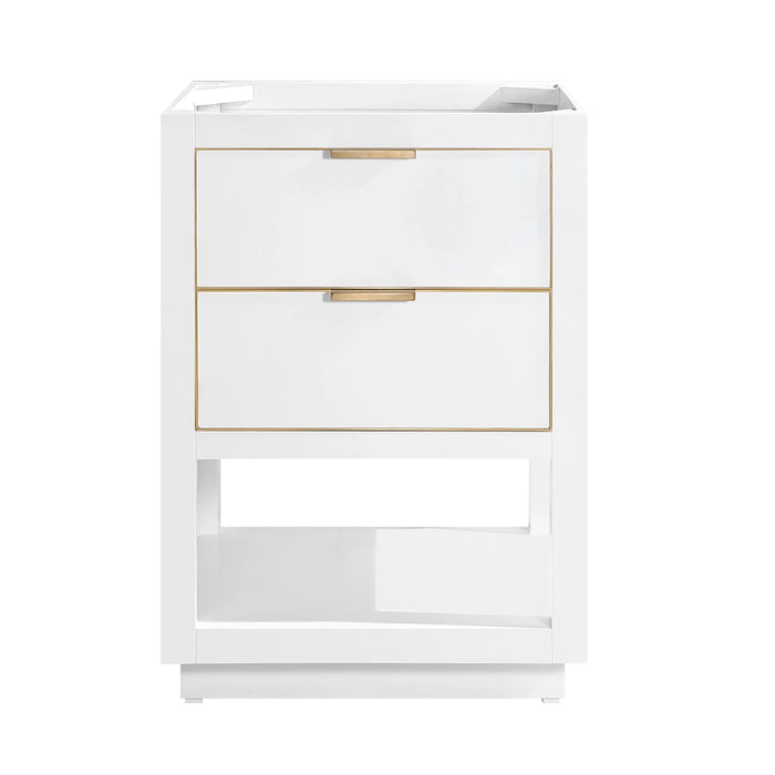 Allie 2 Drawers Bathroom Vanity with Carrara Sink - Floor Mount - 24" Wood/White/Matte Gold