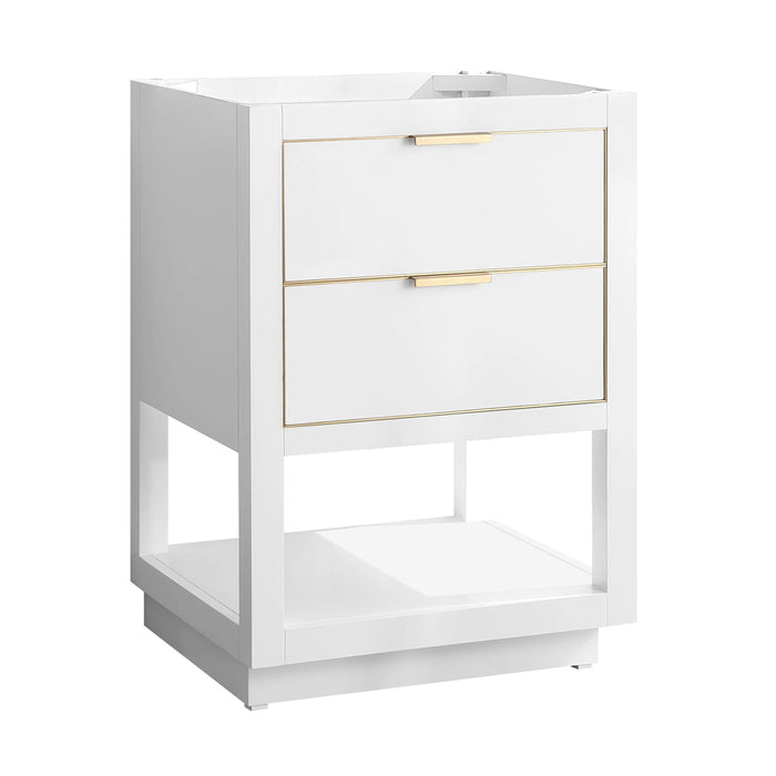 Allie 2 Drawers Bathroom Vanity with Carrara Sink - Floor Mount - 24" Wood/White/Matte Gold