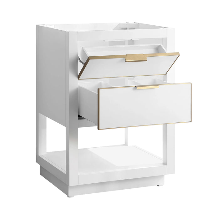 Allie 2 Drawers Bathroom Vanity with Carrara Sink - Floor Mount - 24" Wood/White/Matte Gold