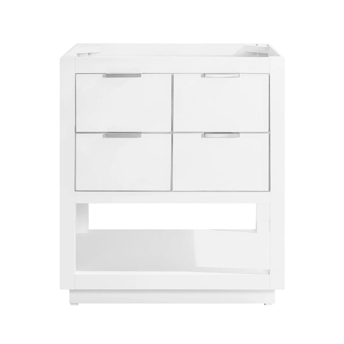 Allie 4 Drawers Bathroom Vanity with Carrara Sink - Floor Mount - 30" Wood/White/Brushed Silver