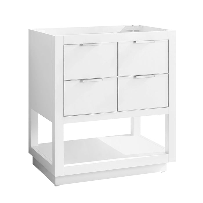 Allie 4 Drawers Bathroom Vanity with Carrara Sink - Floor Mount - 30" Wood/White/Brushed Silver