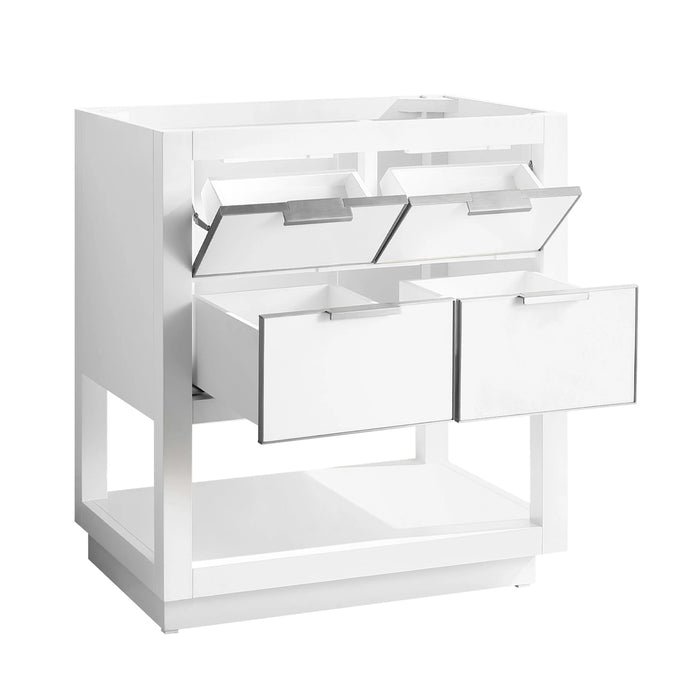 Allie 4 Drawers Bathroom Vanity with Carrara Sink - Floor Mount - 30" Wood/White/Brushed Silver