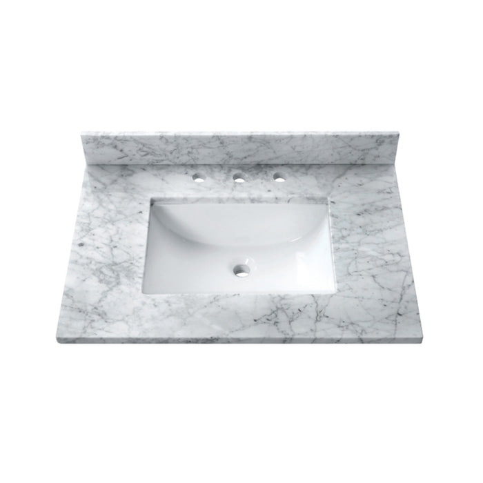 Allie 4 Drawers Bathroom Vanity with Carrara Sink - Floor Mount - 30" Wood/White/Brushed Silver