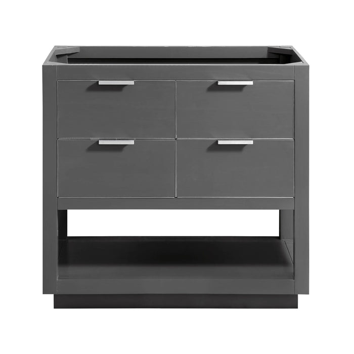 Allie 4 Drawers Bathroom Vanity with Carrara Sink - Floor Mount - 36" Wood/Gray/Brushed Silver