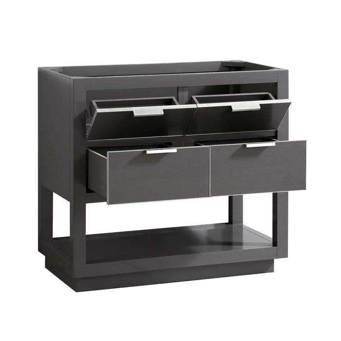 Allie 4 Drawers Bathroom Vanity with Carrara Sink - Floor Mount - 36" Wood/Gray/Brushed Silver