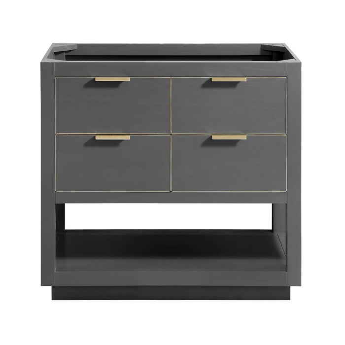 Allie 4 Drawers Bathroom Vanity with Carrara Sink - Floor Mount - 36" Wood/Gray/Matte Gold