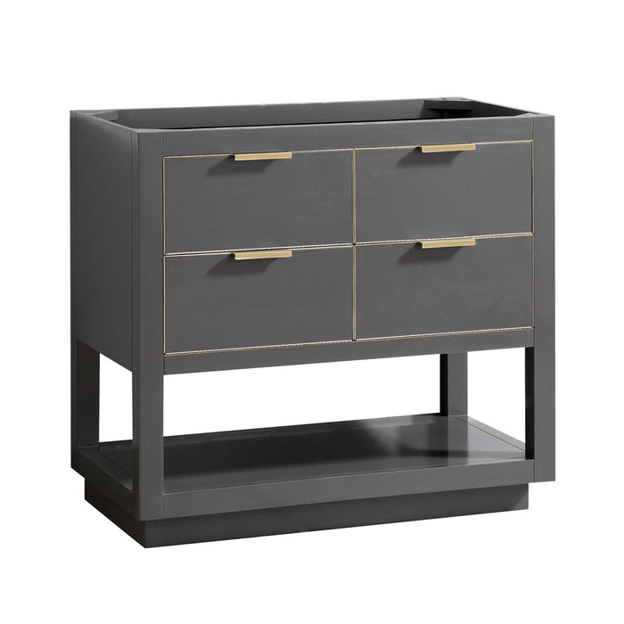 Allie 4 Drawers Bathroom Vanity with Carrara Sink - Floor Mount - 36" Wood/Gray/Matte Gold