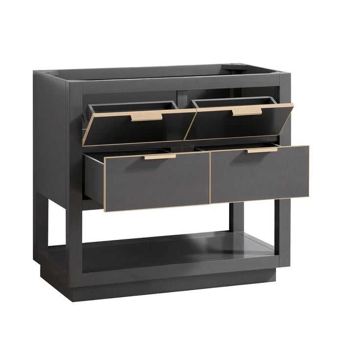 Allie 4 Drawers Bathroom Vanity with Carrara Sink - Floor Mount - 36" Wood/Gray/Matte Gold