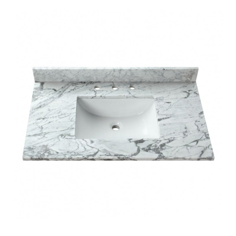 Allie 4 Drawers Bathroom Vanity with Carrara Sink - Floor Mount - 36" Wood/Gray/Matte Gold