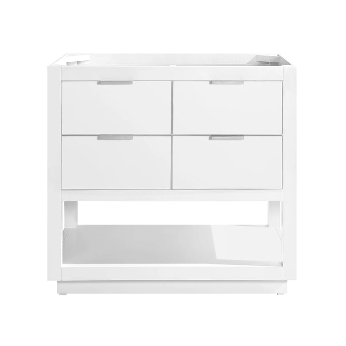 Allie 4 Drawers Bathroom Vanity with Carrara Sink - Floor Mount - 36" Wood/White/Brushed Silver