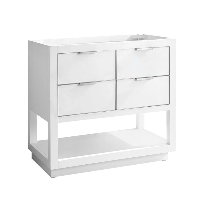 Allie 4 Drawers Bathroom Vanity with Carrara Sink - Floor Mount - 36" Wood/White/Brushed Silver