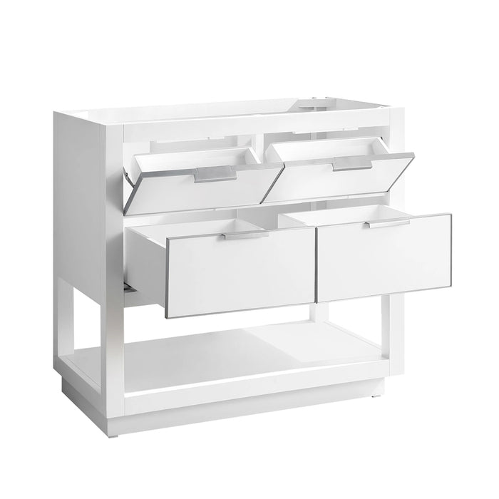 Allie 4 Drawers Bathroom Vanity with Carrara Sink - Floor Mount - 36" Wood/White/Brushed Silver