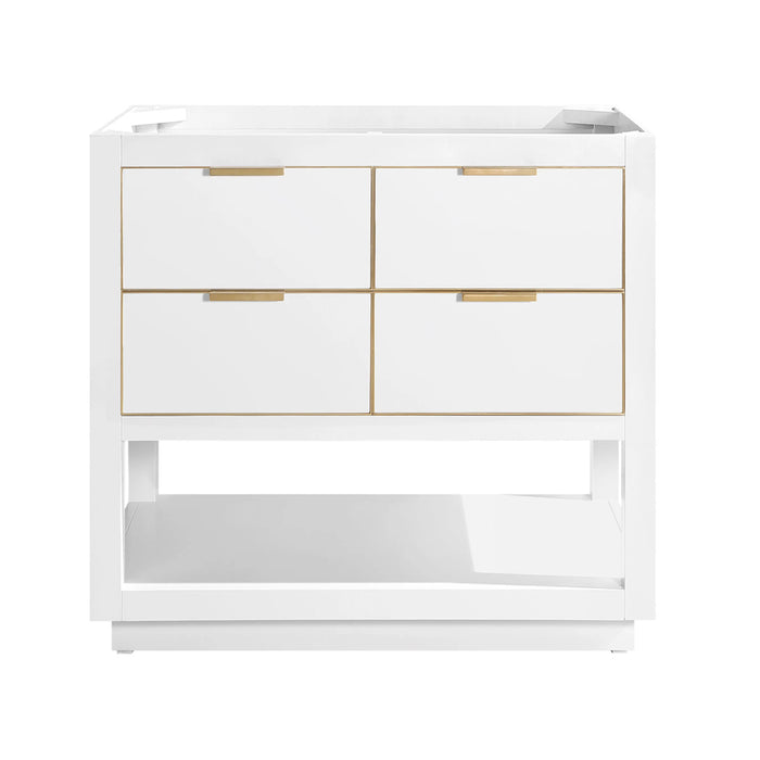 Allie 4 Drawers Bathroom Vanity with Carrara Sink - Floor Mount - 36" Wood/White/Matte Gold