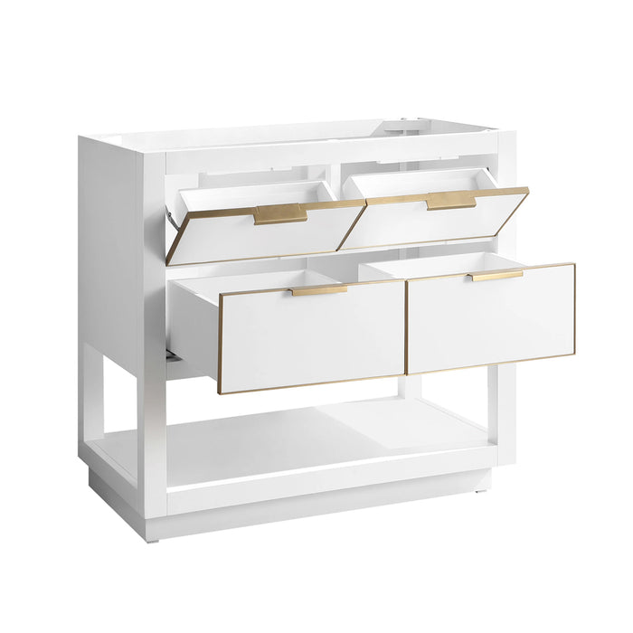 Allie 4 Drawers Bathroom Vanity with Carrara Sink - Floor Mount - 36" Wood/White/Matte Gold