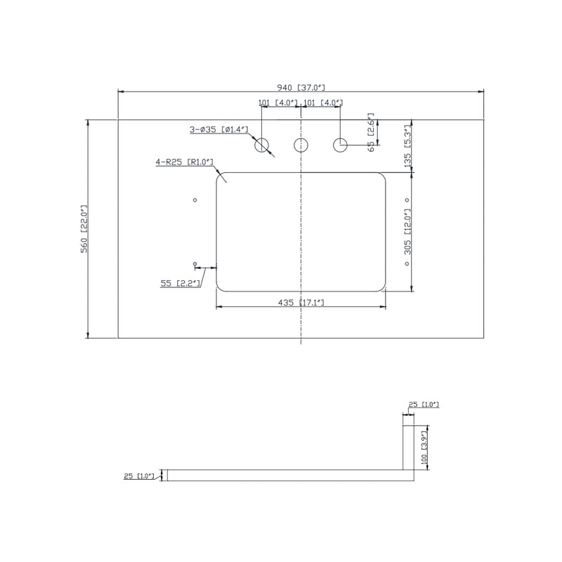 Allie 4 Drawers Bathroom Vanity with Carrara Sink - Floor Mount - 36" Wood/White/Matte Gold
