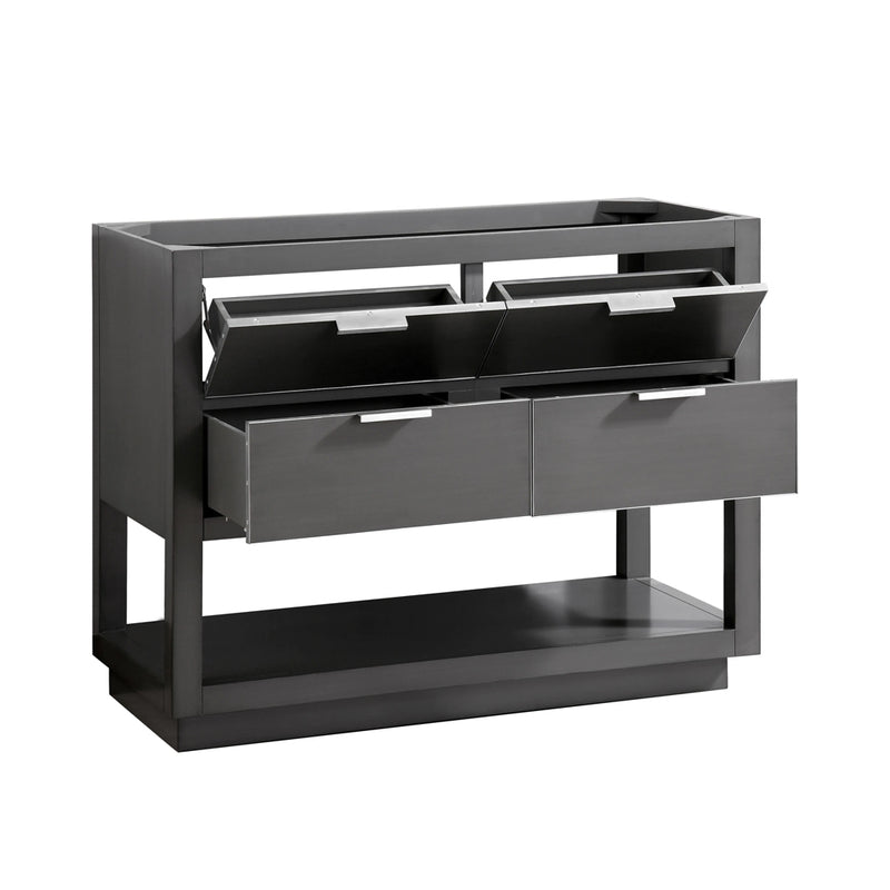 Allie 4 Drawers Bathroom Vanity with Carrara Sink - Floor Mount - 42" Wood/Gray/Brushed Silver