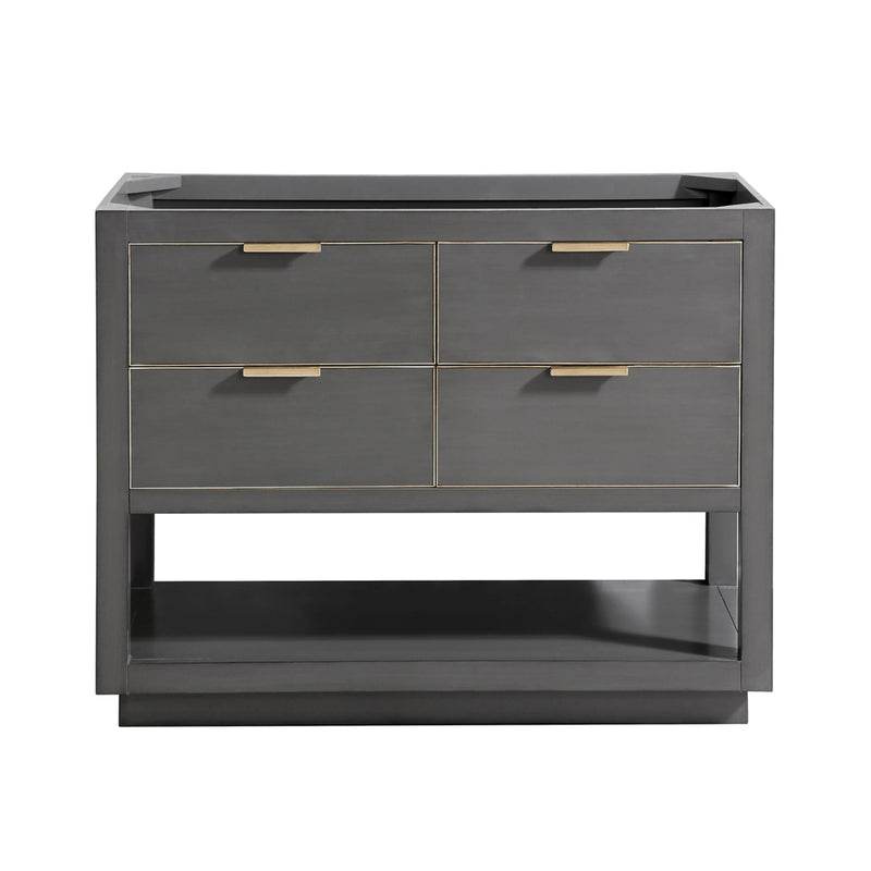 Allie 4 Drawers Bathroom Vanity with Carrara Sink - Floor Mount - 42" Wood/Gray/Matte Gold