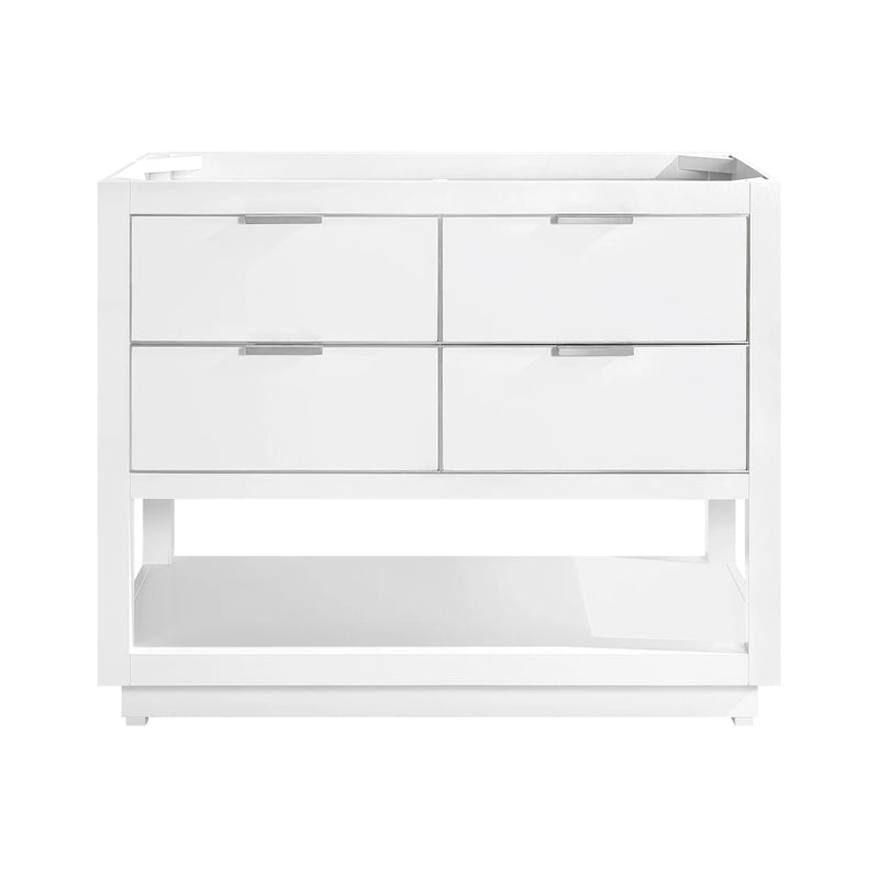 Allie 4 Drawers Bathroom Vanity with Carrara Sink - Floor Mount - 42" Wood/White/Brushed Silver