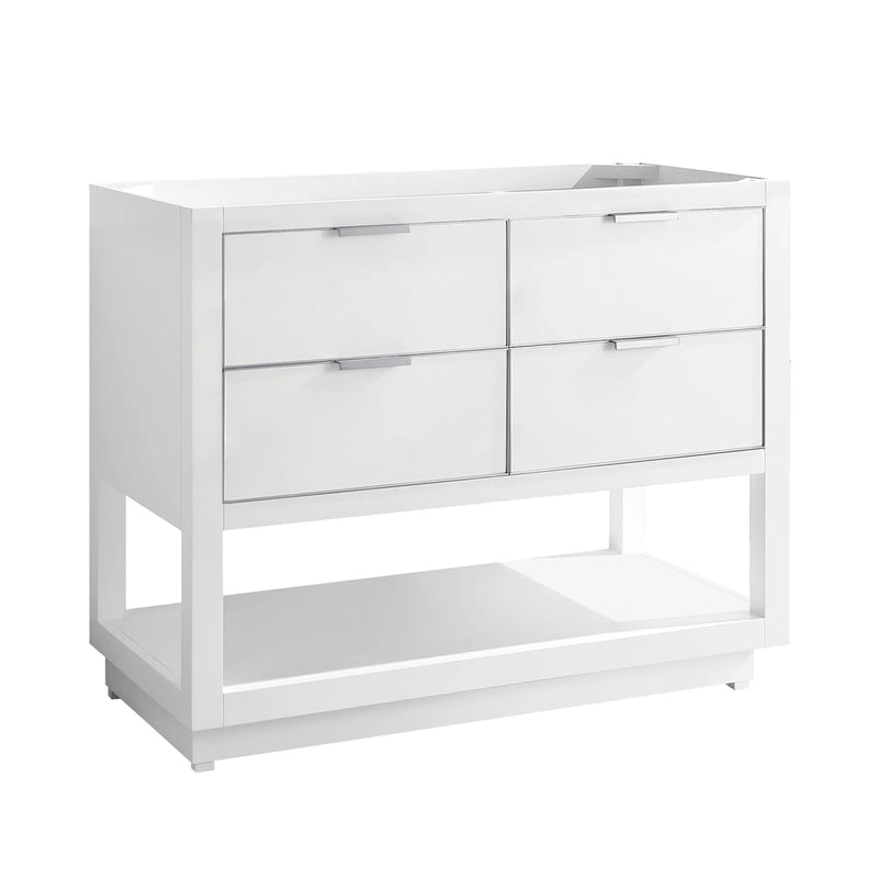 Allie 4 Drawers Bathroom Vanity with Carrara Sink - Floor Mount - 42" Wood/White/Brushed Silver