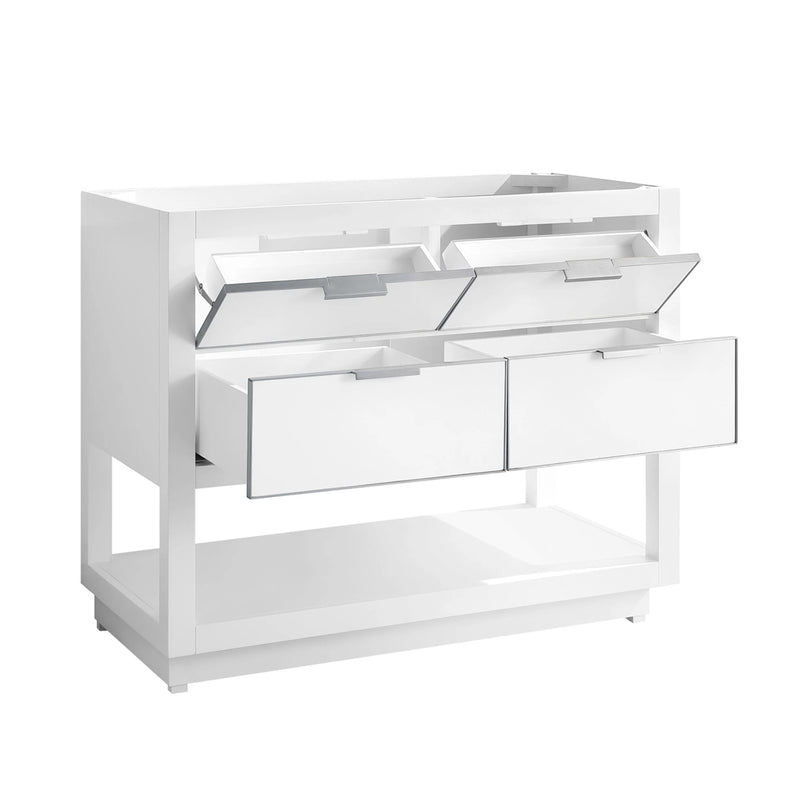Allie 4 Drawers Bathroom Vanity with Carrara Sink - Floor Mount - 42" Wood/White/Brushed Silver