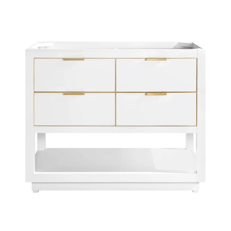 Allie 4 Drawers Bathroom Vanitywith Carrara Sink - Floor Mount - 42" Wood/White/Matte Gold