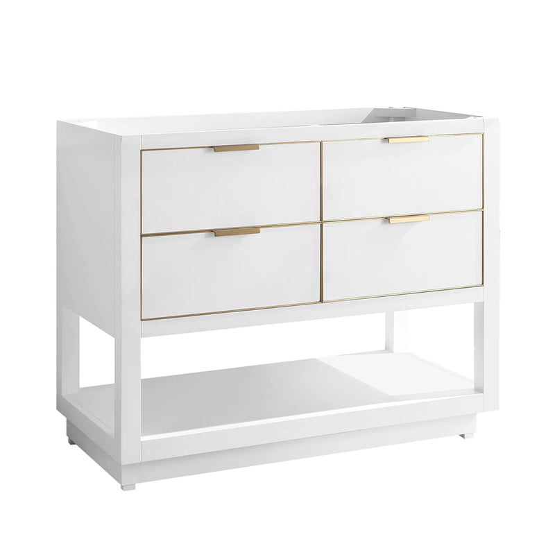 Allie 4 Drawers Bathroom Vanitywith Carrara Sink - Floor Mount - 42" Wood/White/Matte Gold