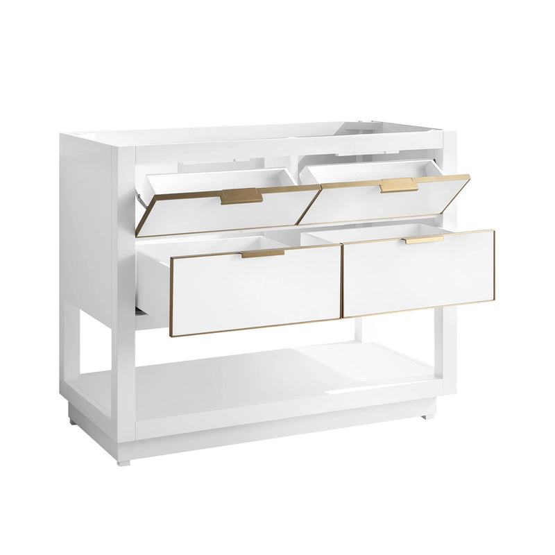 Allie 4 Drawers Bathroom Vanitywith Carrara Sink - Floor Mount - 42" Wood/White/Matte Gold