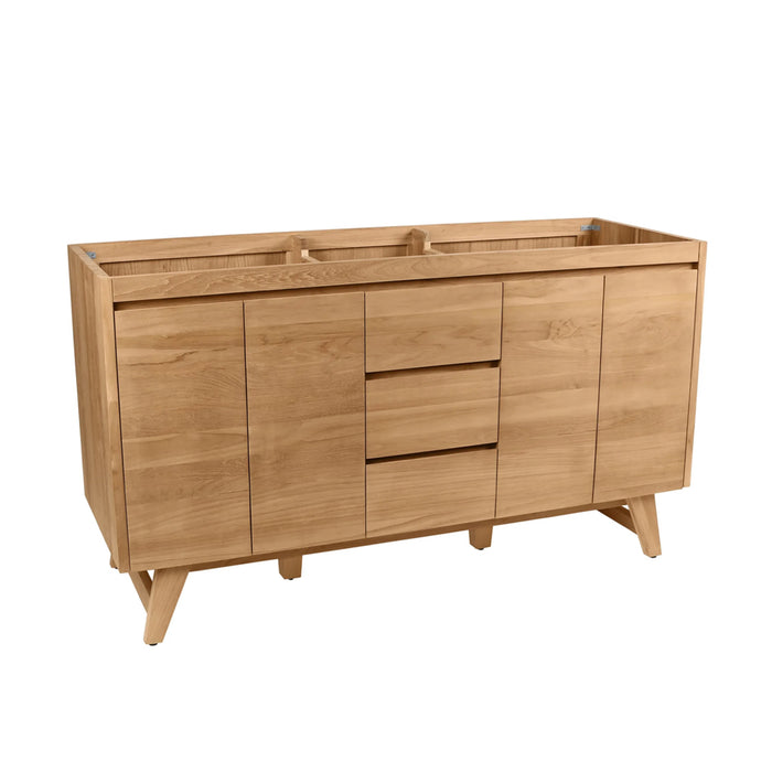 Coventry 4 Doors And 3 Drawers Bathroom Vanity with Carrara Sink - Floor Mount - 60" Wood/Natural Teak