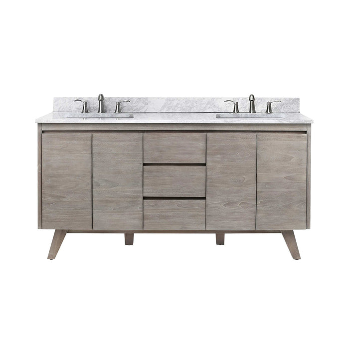 Coventry 4 Doors And 3 Drawers Bathroom Vanity with Carrara Sink - Floor Mount - 60" Wood/Gray Teak