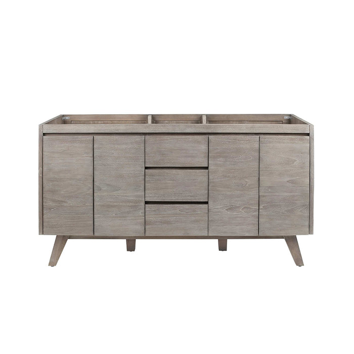 Coventry 4 Doors And 3 Drawers Bathroom Vanity with Carrara Sink - Floor Mount - 60" Wood/Gray Teak