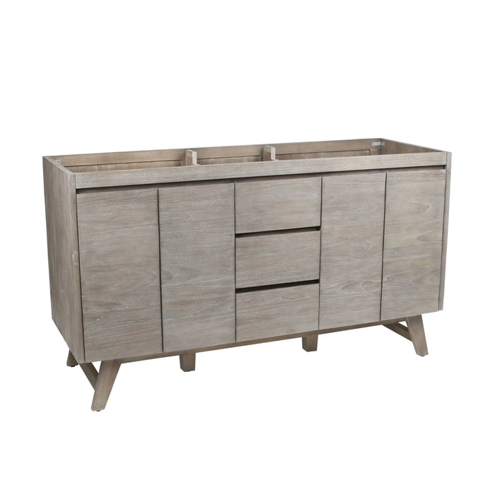 Coventry 4 Doors And 3 Drawers Bathroom Vanity with Carrara Sink - Floor Mount - 60" Wood/Gray Teak