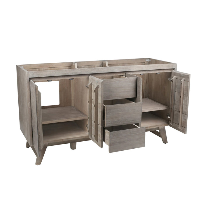 Coventry 4 Doors And 3 Drawers Bathroom Vanity with Carrara Sink - Floor Mount - 60" Wood/Gray Teak