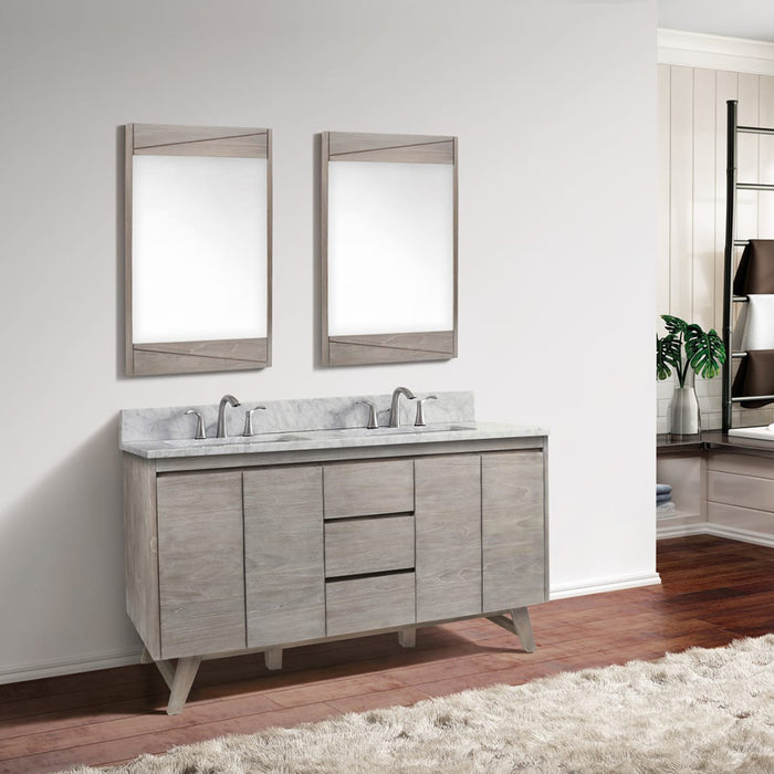 Coventry 4 Doors And 3 Drawers Bathroom Vanity with Carrara Sink - Floor Mount - 60" Wood/Gray Teak