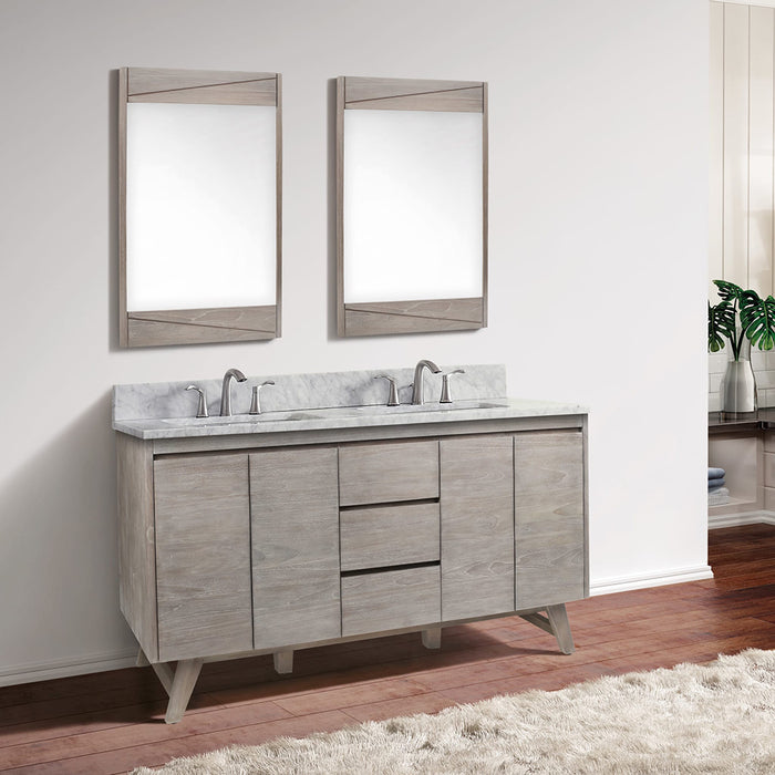 Coventry 4 Doors And 3 Drawers Bathroom Vanity with Carrara Sink - Floor Mount - 60" Wood/Gray Teak