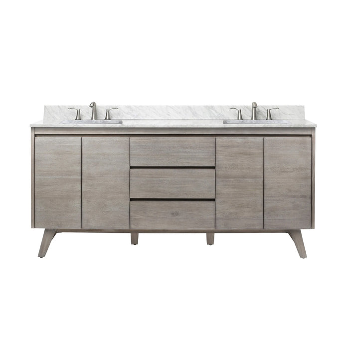 Coventry 4 Doors And 3 Drawers Bathroom Vanity with Carrara Sink - Floor Mount - 72" Wood/Gray Teak