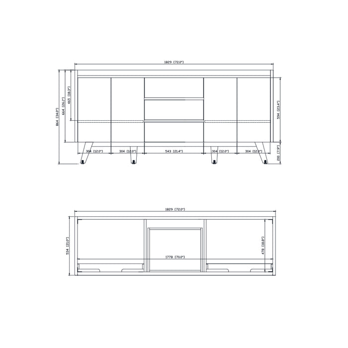 Coventry 4 Doors And 3 Drawers Bathroom Vanity with Carrara Sink - Floor Mount - 72" Wood/Gray Teak