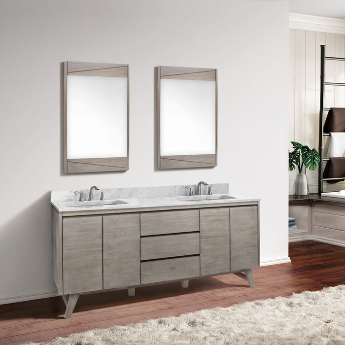 Coventry 4 Doors And 3 Drawers Bathroom Vanity with Carrara Sink - Floor Mount - 72" Wood/Gray Teak