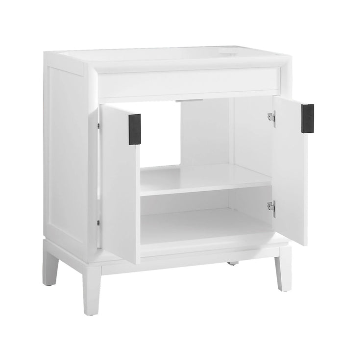 Emma 2 Doors Bathroom Vanity with Carrara Sink - Floor Mount - 30" Wood/White