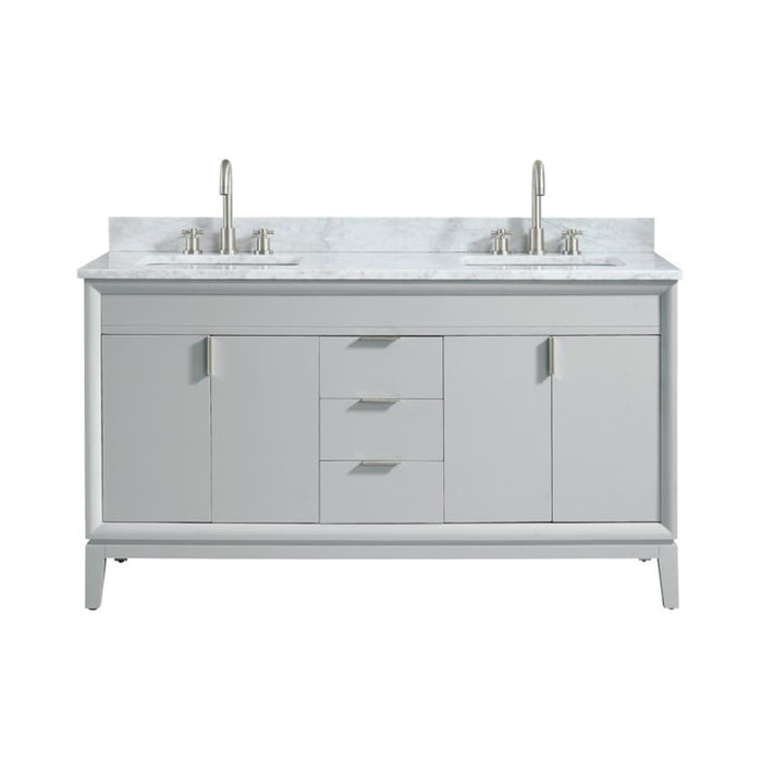 Emma 4 Doors And 3 Drawers Bathroom Vanity with Carrara Sink - Floor Mount - 60" Wood/Dove Gray