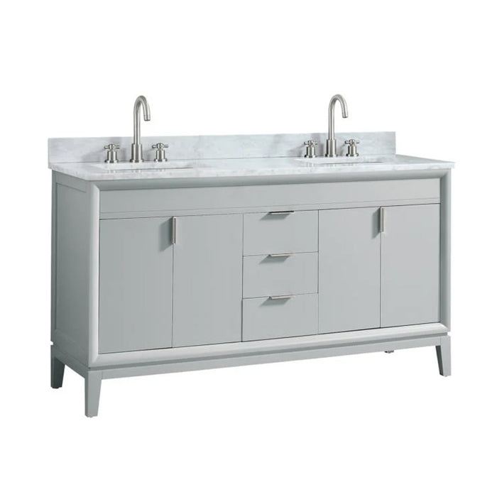 Emma 4 Doors And 3 Drawers Bathroom Vanity with Carrara Sink - Floor Mount - 60" Wood/Dove Gray