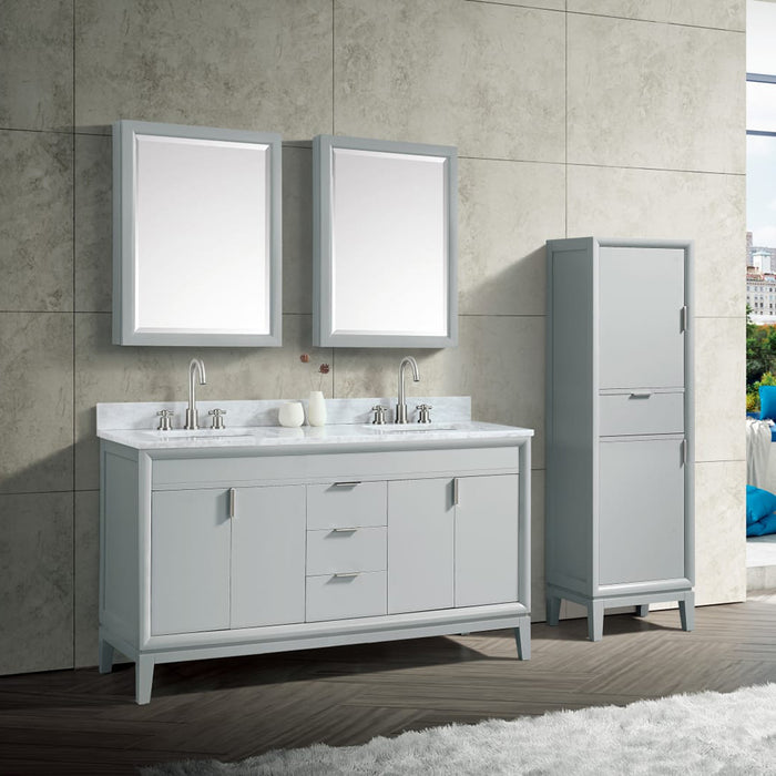 Emma 4 Doors And 3 Drawers Bathroom Vanity with Carrara Sink - Floor Mount - 60" Wood/Dove Gray