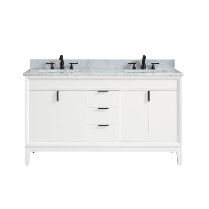 Emma 4 Doors And 3 Drawers Bathroom Vanity with Carrara Sink - Floor Mount - 60" Wood/White