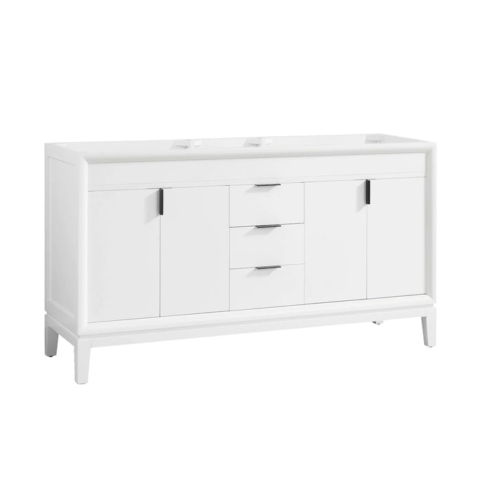 Emma 4 Doors And 3 Drawers Bathroom Vanity with Carrara Sink - Floor Mount - 60" Wood/White