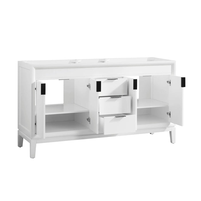 Emma 4 Doors And 3 Drawers Bathroom Vanity with Carrara Sink - Floor Mount - 60" Wood/White