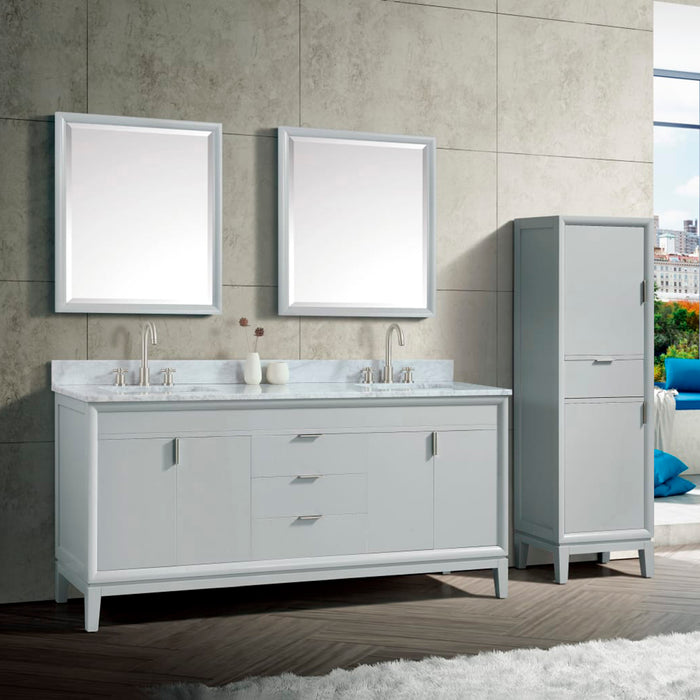 Emma 4 Doors and 3 Drawers Bathroom Vanity with Carrara Sink - Floor Mount - 72" Wood/Dove Gray
