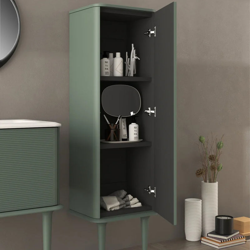 Idra Fluted Design Linen 1 Door Auxiliary Column - Wall Mount - 48" Mdf/Matt Green