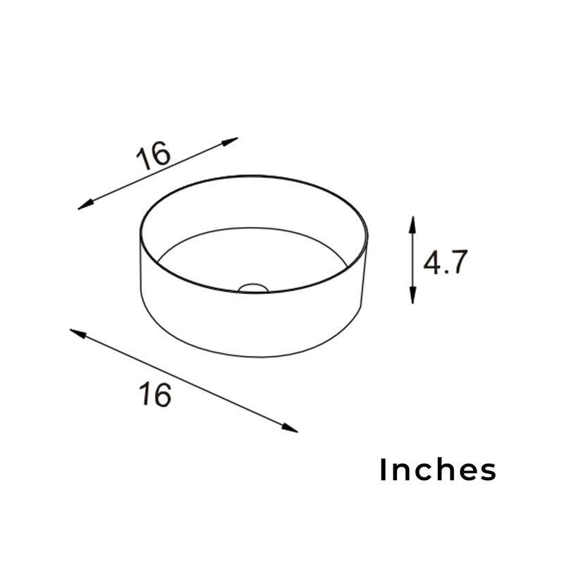 Universal Round Bathroom Sink - Vessel - 16" Ceramic/Glossy White