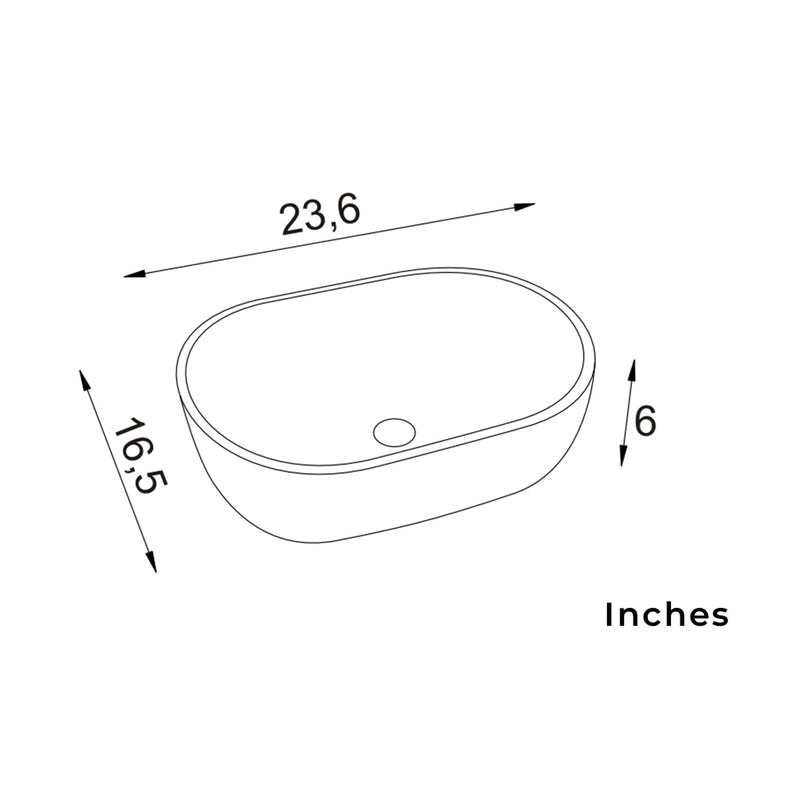 Universal Oval Bathroom Sink - Vessel - 24" Ceramic/Glossy White