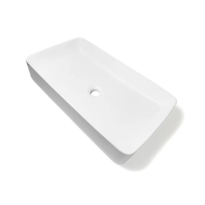 Universal Rectangular Bathroom Sink - Vessel - 24" Ceramic/Matt White