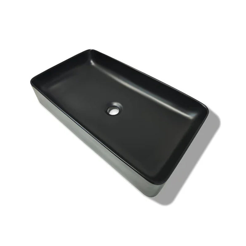 Universal Rectangular Bathroom Sink - Vessel - 24" Ceramic/Matt Black